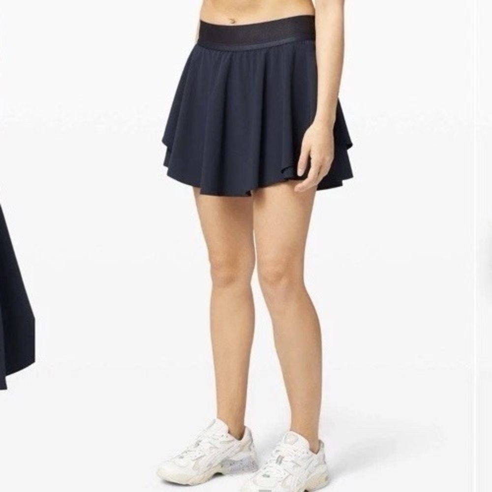 🍋EUC Lululemon Court Rival High Rise Skirt 14 TALL True Navy Blue $68 Tennis